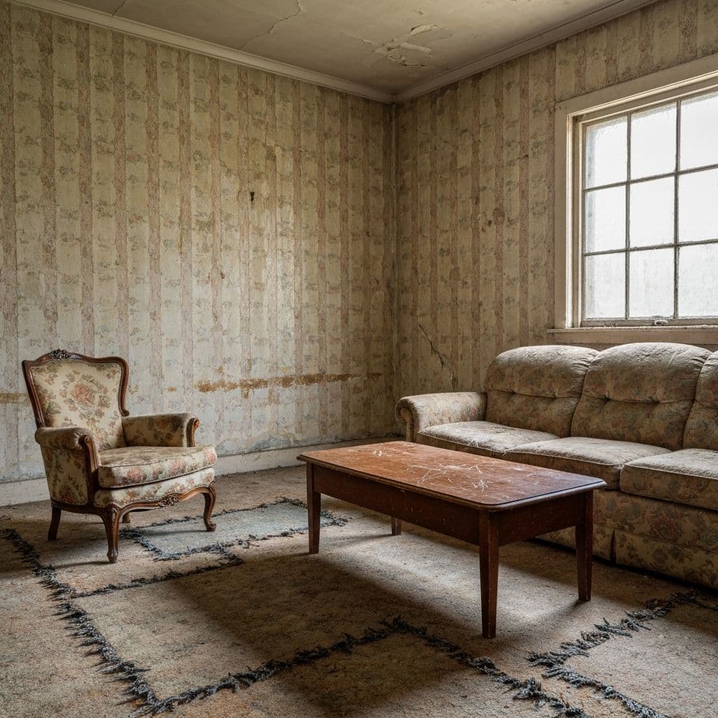 Wall with visible mould and staining